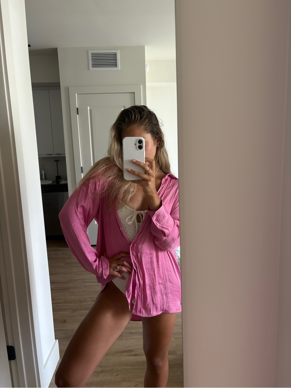 H&M Pink Lightweight Beach Coverup Shirt